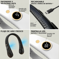Ventilador de Cuello Sin Aspas – Recargable y Portátil